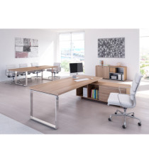 Scrivania Manager Prestige Metal - con mobile servizio reversibile - 210 x 90 x 74 cm - ciliegio arabis