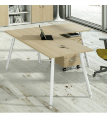 Scrivania Skinny Metal - 140 x 80 x H 74,4 cm - bianco / rovere