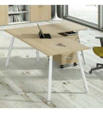 Scrivania Skinny Metal - 140 x 80 x H 74,4 cm - bianco / rovere