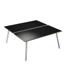 Scrivania Skinny Metal a 2 postazioni contrapp. - 120 x 166 cm - bianco / nero venato