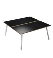 Scrivania Skinny Metal a 2 postazioni contrapp. - 140 x 166 cm - bianco / nero venato