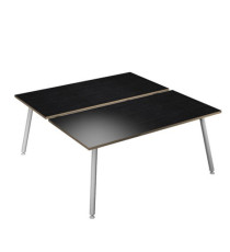 Scrivania Skinny Metal a 2 postazioni contrapp. - 140 x 166 cm - bianco / nero venato