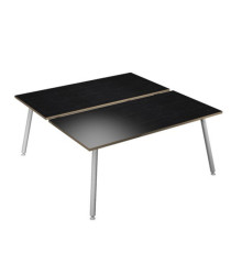 Scrivania Skinny Metal a 2 postazioni contrapp. - 140 x 166 cm - bianco / nero venato