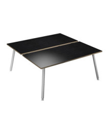 Scrivania Skinny Metal a 2 postazioni contrapp. - 160 x 166 cm - bianco / nero venato