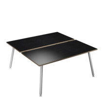 Scrivania Skinny Metal a 2 postazioni contrapp. - 160 x 166 cm - bianco / nero venato