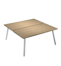 Scrivania Skinny Metal a 2 postazioni contrapp. - 160 x 166 cm - bianco / rovere