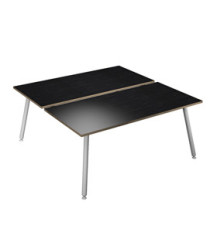 Scrivania Skinny Metal a 2 postazioni contrapp. - 180 x 166 cm - bianco / nero venato