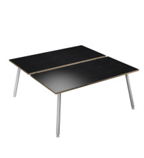 Scrivania Skinny Metal a 2 postazioni contrapp. - 180 x 166 cm - bianco / nero venato