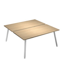 Scrivania Skinny Metal a 2 postazioni contrapp. - 180 x 166 cm - bianco / rovere