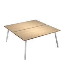 Scrivania Skinny Metal a 2 postazioni contrapp. - 180 x 166 cm - bianco / rovere