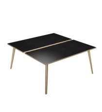 Scrivania Woody a 2 postazioni contrap. - 120 x 166 cm - rovere / nero venato