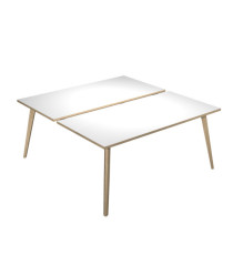 Scrivania Woody a 2 postazioni contrap. - 140 x 166 cm - rovere / bianco