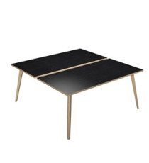 Scrivania Woody a 2 postazioni contrap. - 140 x 166 cm - rovere / nero venato