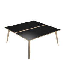 Scrivania Woody a 2 postazioni contrap. - 140 x 166 cm - rovere / nero venato