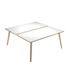 Scrivania Woody a 2 postazioni contrap. - 160 x 166 cm - rovere / bianco