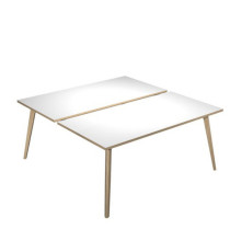 Scrivania Woody a 2 postazioni contrap. - 160 x 166 cm - rovere / bianco