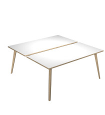 Scrivania Woody a 2 postazioni contrap. - 180 x 166 cm - rovere / bianco