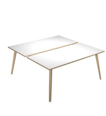 Scrivania Woody a 2 postazioni contrap. - 180 x 166 cm - rovere / bianco