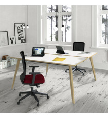 Scrivania Woody a 2 postazioni contrap. - 180 x 166 cm - rovere / bianco