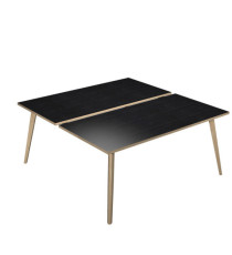 Scrivania Woody a 2 postazioni contrap. - 180 x 166 cm - rovere / nero venato