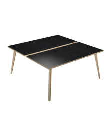 Scrivania Woody a 2 postazioni contrap. - 180 x 166 cm - rovere / nero venato