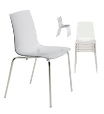 Sedia Aeterna - 48 x 53 x 82 cm - policarbonato - trasparente goffrata - Grandsoleil - conf. 4 pezzi