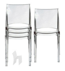 Sedia B-side - 48 x 50 x 81,5 cm - policarbonato - trasparente - Grandsoleil - conf. 4 pezzi