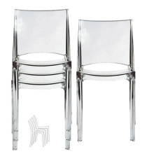 Sedia B-side - 48 x 50 x 81,5 cm - policarbonato - trasparente - Grandsoleil - conf. 4 pezzi