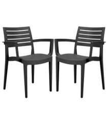 Sedia Firenze - con braccioli - 59 x 51 x 80 cm - polipropilene - antracite - Grandsoleil - conf. 2 pezzi