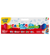 Pennarelli Jumbo - punta 6,0mm - colori assortiti - lavabili - Carioca - valigetta 40 pezzi Pennarelli Jumbo - punta 6,0mm - colori assortiti - lavabili - Carioca - valigetta 40 pezzi