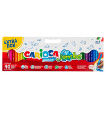 Pennarelli Jumbo - punta 6,0mm - colori assortiti - lavabili - Carioca - valigetta 40 pezzi Pennarelli Jumbo - punta 6,0mm - colori assortiti - lavabili - Carioca - valigetta 40 pezzi
