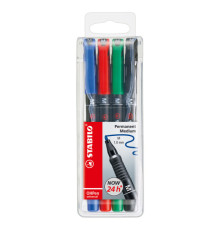 Pennarelli OHPen 843 universal permanente - punta media 1,0mm - astuccio  4 colori - Stabilo Pennarelli OHPen 843 universal permanente - punta media 1,0mm - astuccio  4 colori - Stabilo