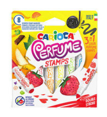 Pennarelli Perfume Stamps - punta doppia 7,0 mm - colori assortiti - Carioca - astuccio 8 pezzi Pennarelli Perfume Stamps - punta doppia 7,0 mm - colori assortiti - Carioca - astuccio 8 pezzi