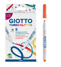 Pennarelli Turbo Glitter - punta 2,8mm - colori assortiti - Giotto - astuccio 8 pezzi Pennarelli Turbo Glitter - punta 2,8mm - colori assortiti - Giotto - astuccio 8 pezzi
