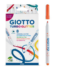 Pennarelli Turbo Glitter - punta 2,8mm - colori assortiti - Giotto - astuccio 8 pezzi Pennarelli Turbo Glitter - punta 2,8mm - colori assortiti - Giotto - astuccio 8 pezzi