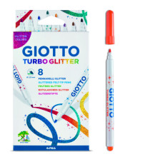 Pennarelli Turbo Glitter - punta 2,8mm - colori assortiti - Giotto - astuccio 8 pezzi Pennarelli Turbo Glitter - punta 2,8mm - colori assortiti - Giotto - astuccio 8 pezzi