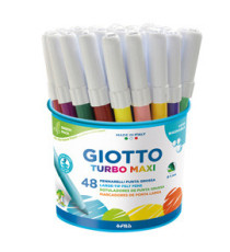 Pennarelli Turbomaxi - punta ø5mm - colori assortiti - Giotto - barattolo 48 pezzi Pennarelli Turbomaxi - punta ø5mm - colori assortiti - Giotto - barattolo 48 pezzi