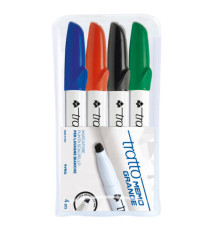 Pennarello a secco Tratto Memo per lavagne cancellabili  - punta a scalpello - tratto 6,5mm - astuccio 4 colori - Tratto Pennarello a secco Tratto Memo per lavagne cancellabili  - punta a scalpello - tratto 6,5mm - astuccio 4 colori - Tratto
