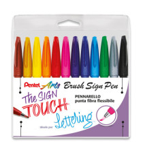 Pennarello Brush Sign Pen - colori assortiti - Pentel - conf. 12 pezzi