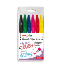 Pennarello Brush Sign Pen - colori assortiti - Pentel - conf. 6 pezzi Pennarello Brush Sign Pen - colori assortiti - Pentel - conf. 6 pezzi
