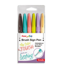 Pennarello Brush Trendy Sign Pen - colori assortiti - Pentel - conf. 6 pezzi