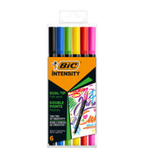 Pennarello Intensity Intense - dual tip brush - colori assortiti - Bic - conf. 6 pezzi Pennarello Intensity Intense - dual tip brush - colori assortiti - Bic - conf. 6 pezzi