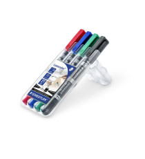 Pennarello Lumocolor Permanent Duo 348 punta feltro - punta 0,6mm e 1,5mm - astuccio 4 colori - Staedtler Pennarello Lumocolor Permanent Duo 348 punta feltro - punta 0,6mm e 1,5mm - astuccio 4 colori - Staedtler