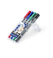 Pennarello Lumocolor Permanent Duo 348 punta feltro - punta 0,6mm e 1,5mm - astuccio 4 colori - Staedtler Pennarello Lumocolor Permanent Duo 348 punta feltro - punta 0,6mm e 1,5mm - astuccio 4 colori - Staedtler