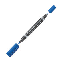 Pennarello Lumocolor Permanent Duo 348 punta feltro - punta 0,6mm e 1,5mm - blu - Staedtler