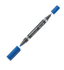 Pennarello Lumocolor Permanent Duo 348 punta feltro - punta 0,6mm e 1,5mm - blu - Staedtler