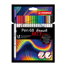 Pennarello Pen 68 Brush Arty Line 568/12 - colori assortiti - Stabilo - astuccio 12 pezzi