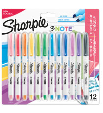 Pennarello S-Note - punta scalpello - colori assortiti - Sharpie - astuccio 12 pezzi