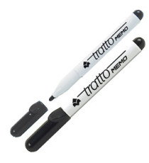 Pennarello Tratto Memo - a secco - per lavagne cancellabili - punta conica - tratto 2,5 mm - nero - Tratto