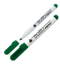 Pennarello Tratto Memo - a secco - per lavagne cancellabili - punta conica - tratto 2,5 mm - verde - Tratto